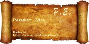 Petuker Edit névjegykártya